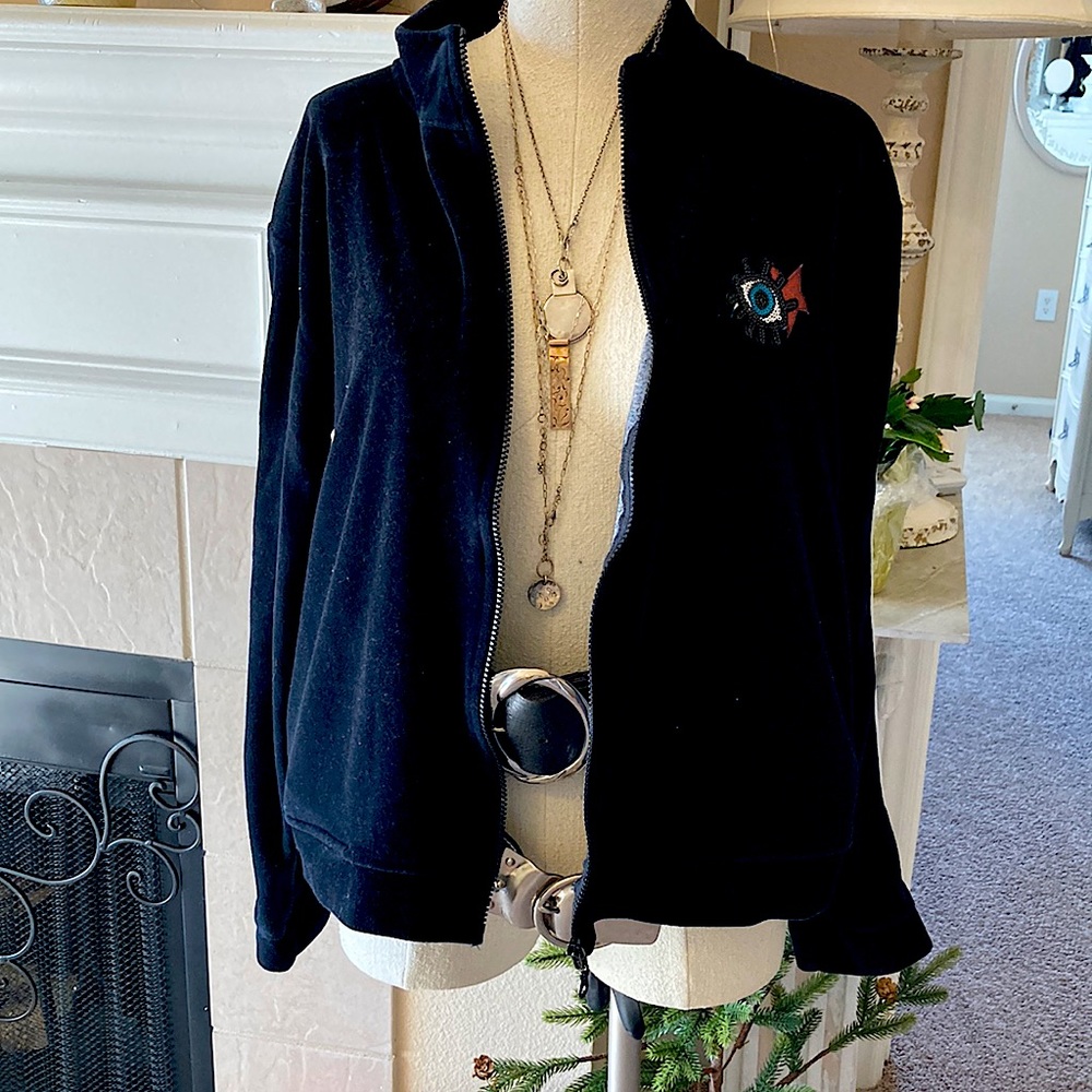 Woman’s comfy velour zip up